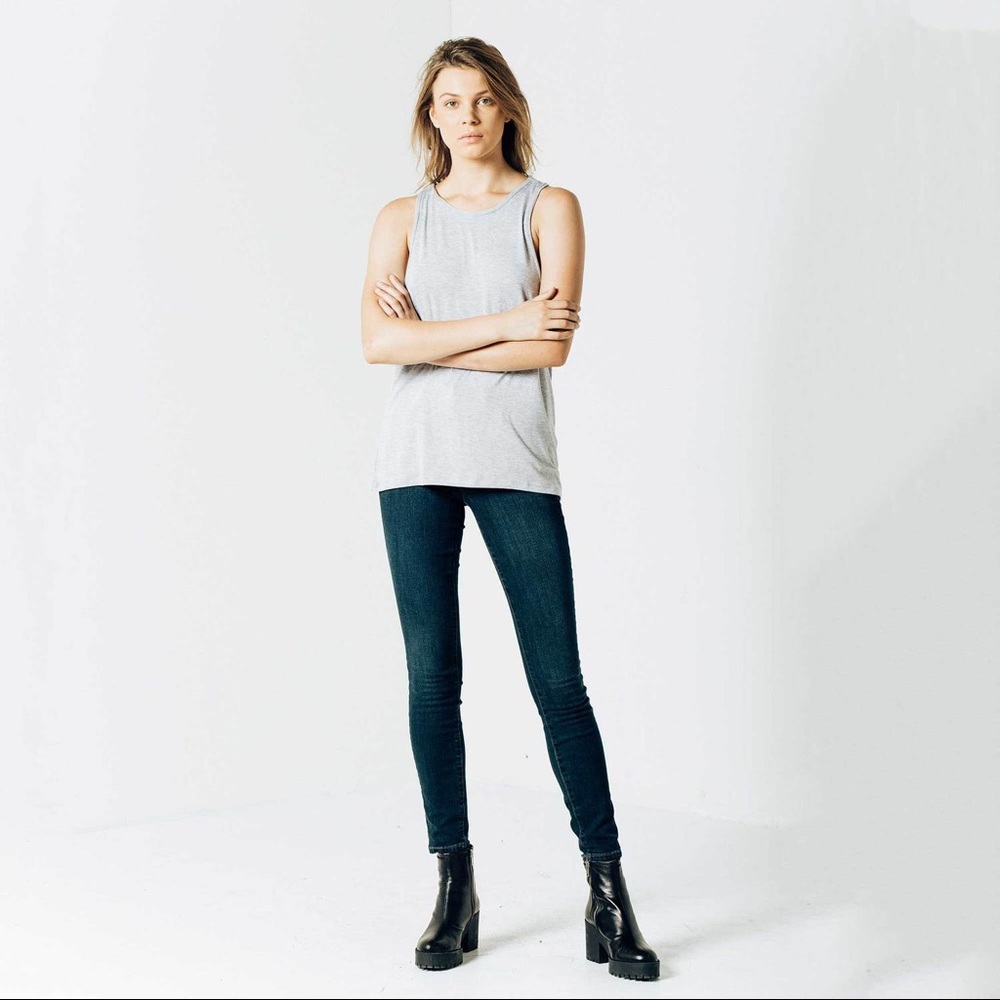 NEW Modal Muscle Racerback Tank In Heather Grey - Picture 3 of 9